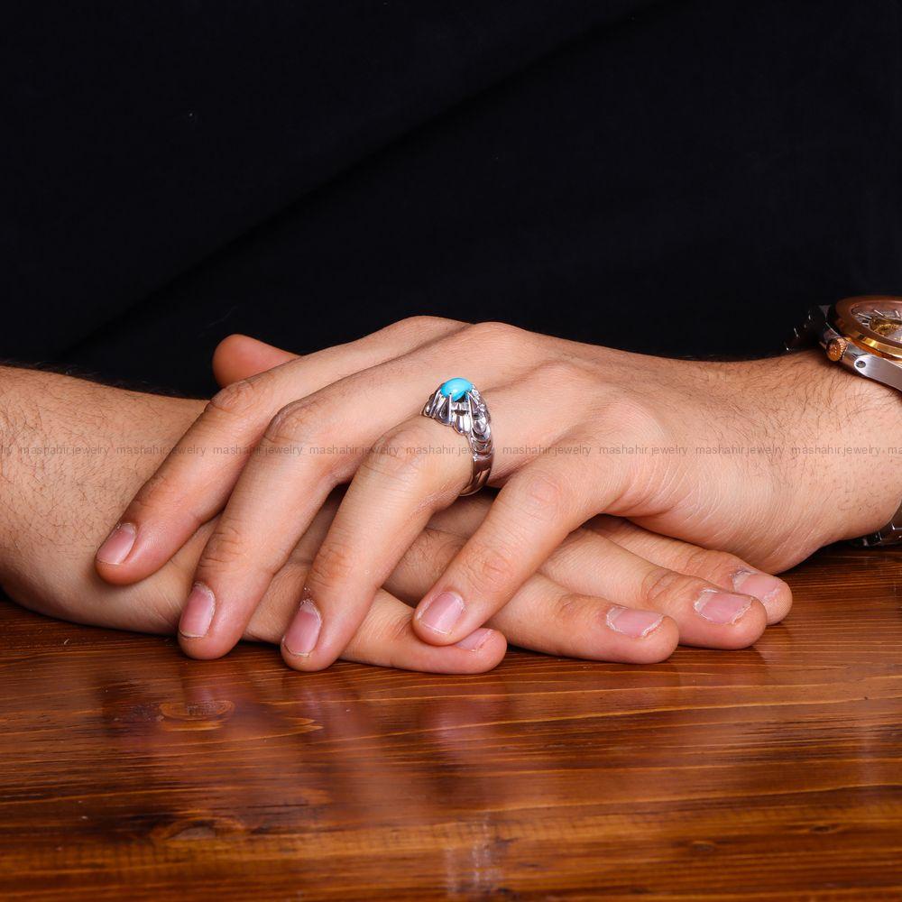 انگشتر فیروزه عجمی مردانه کد 10836