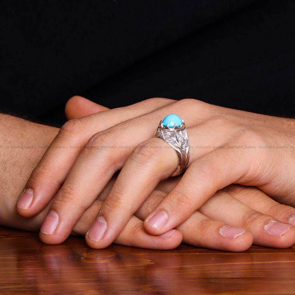 انگشتر فیروزه عجمی مردانه کد 10841