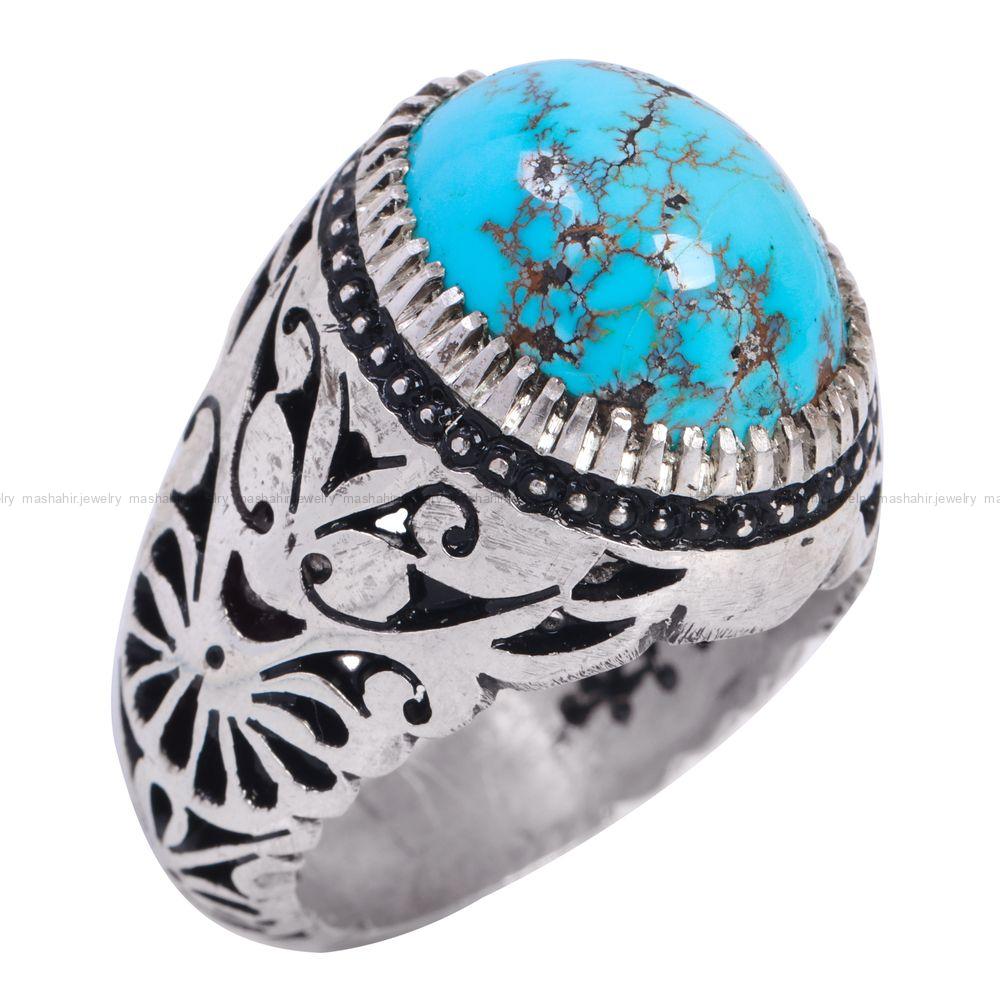 انگشتر فیروزه شجری مردانه کد 11915