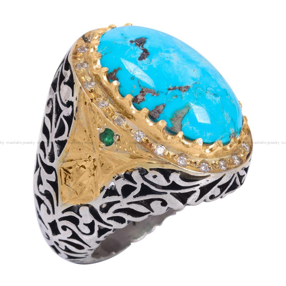 انگشتر فیروزه شجری مردانه کد 11922