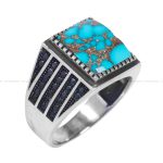 انگشتر فیروزه شجری مردانه کد 12030