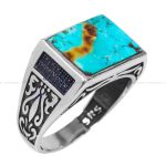 انگشتر فیروزه شجری مردانه کد 12036