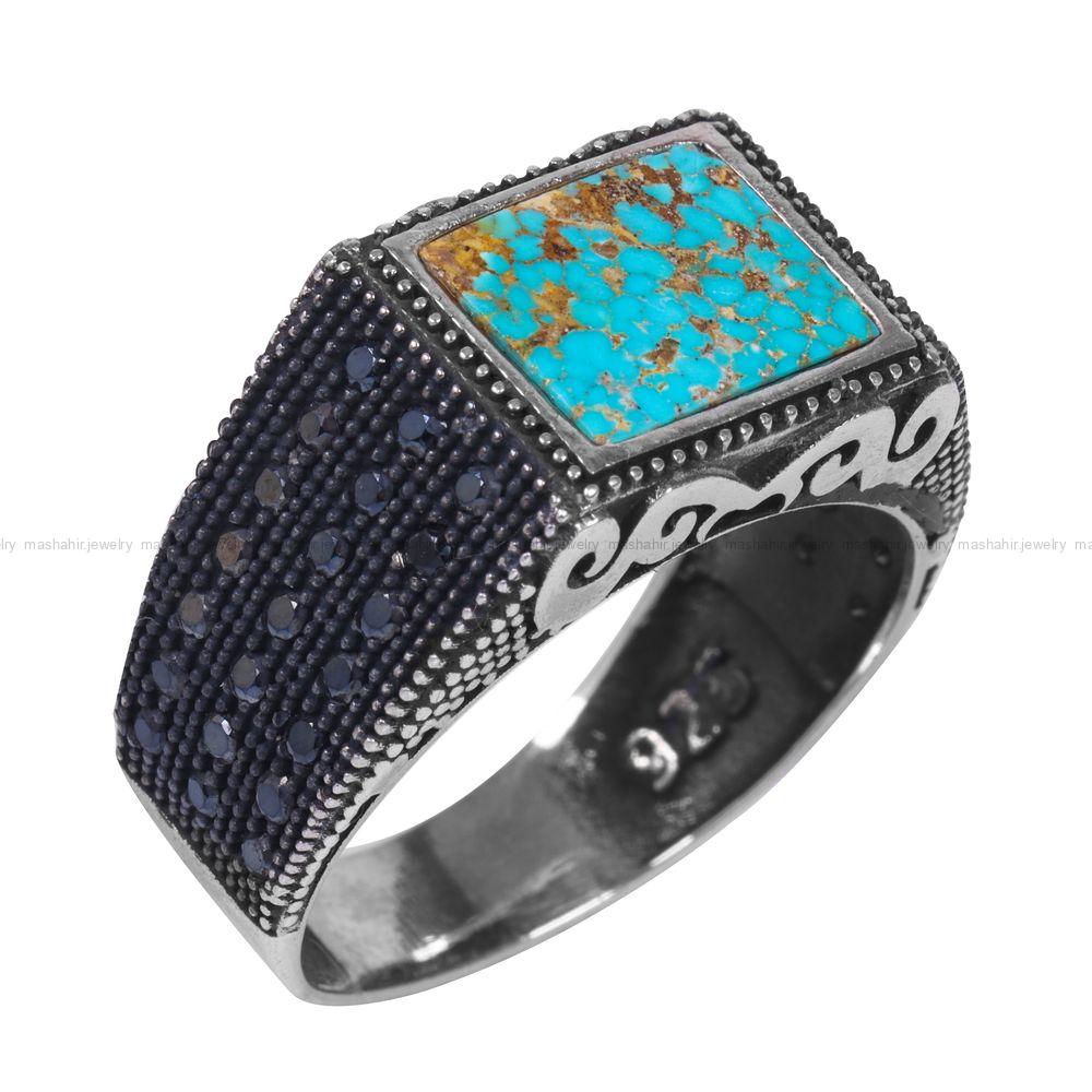 انگشتر فیروزه شجری مردانه کد 12043