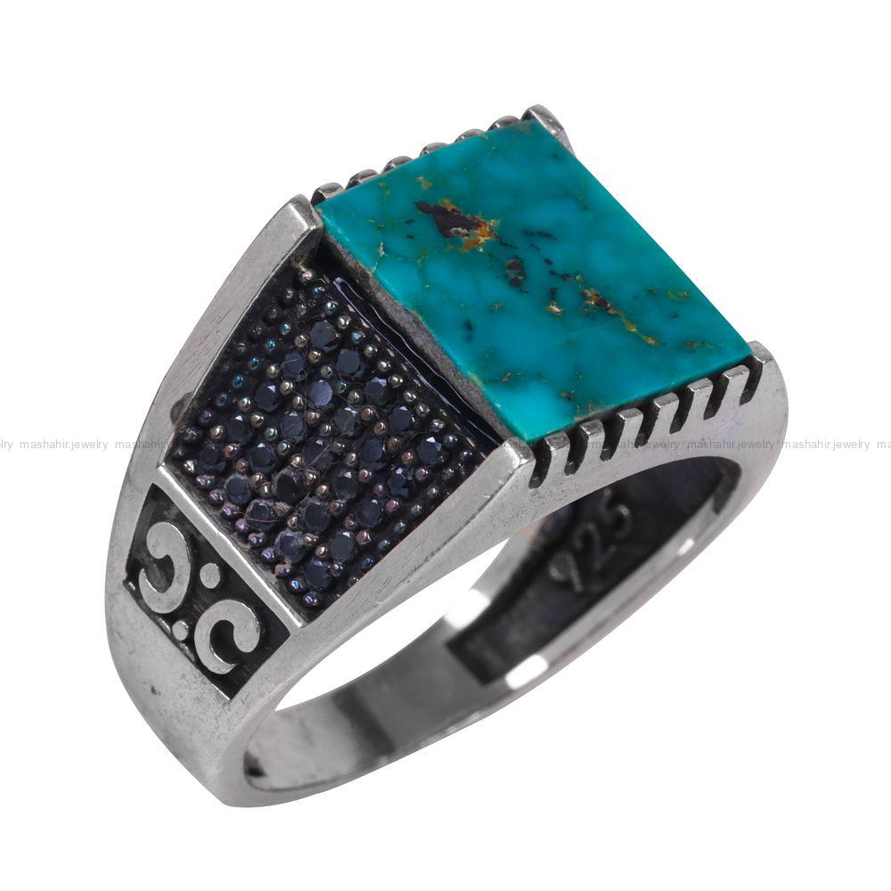 انگشتر فیروزه شجری مردانه کد 12044