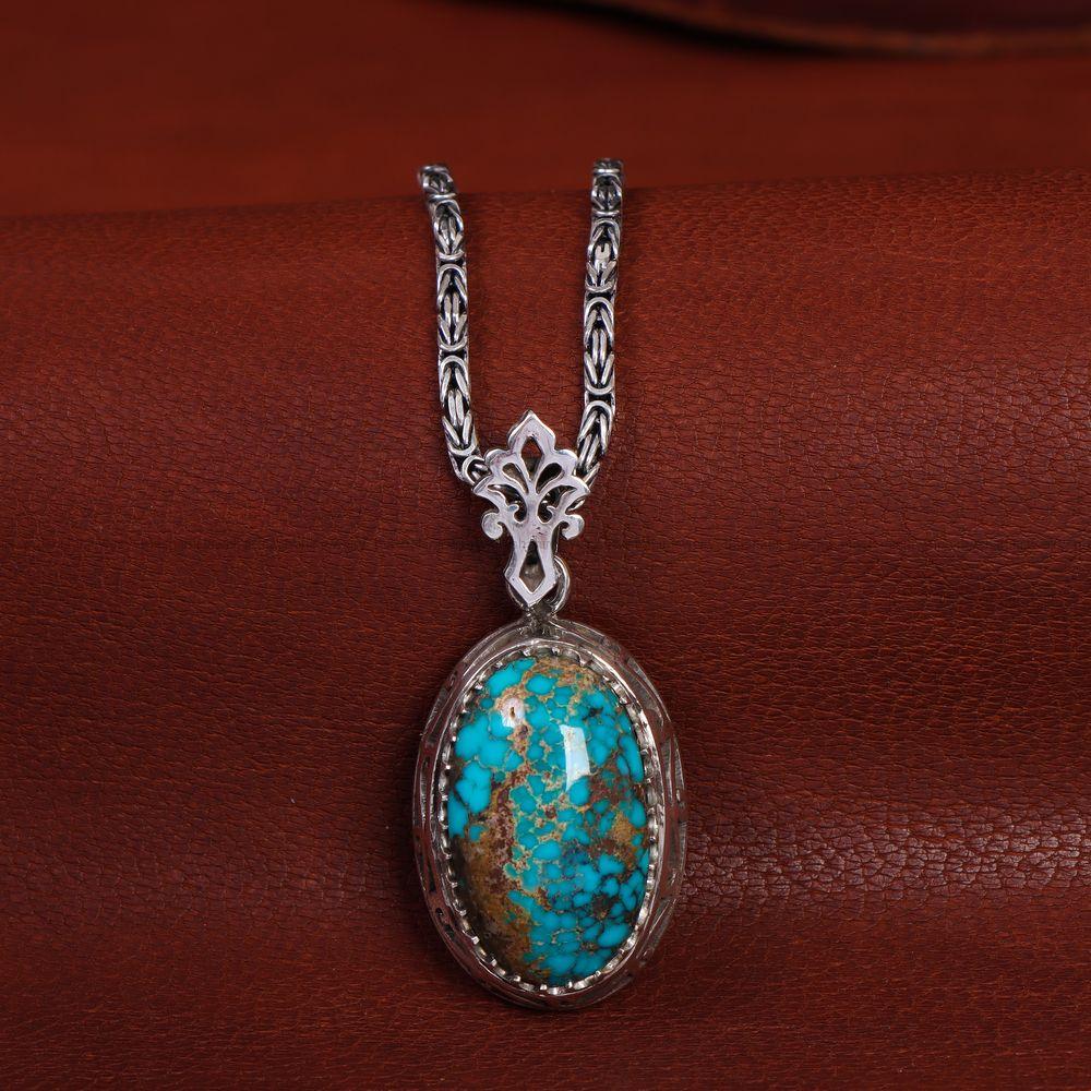 گردنبند فیروزه مردانه کد 11373