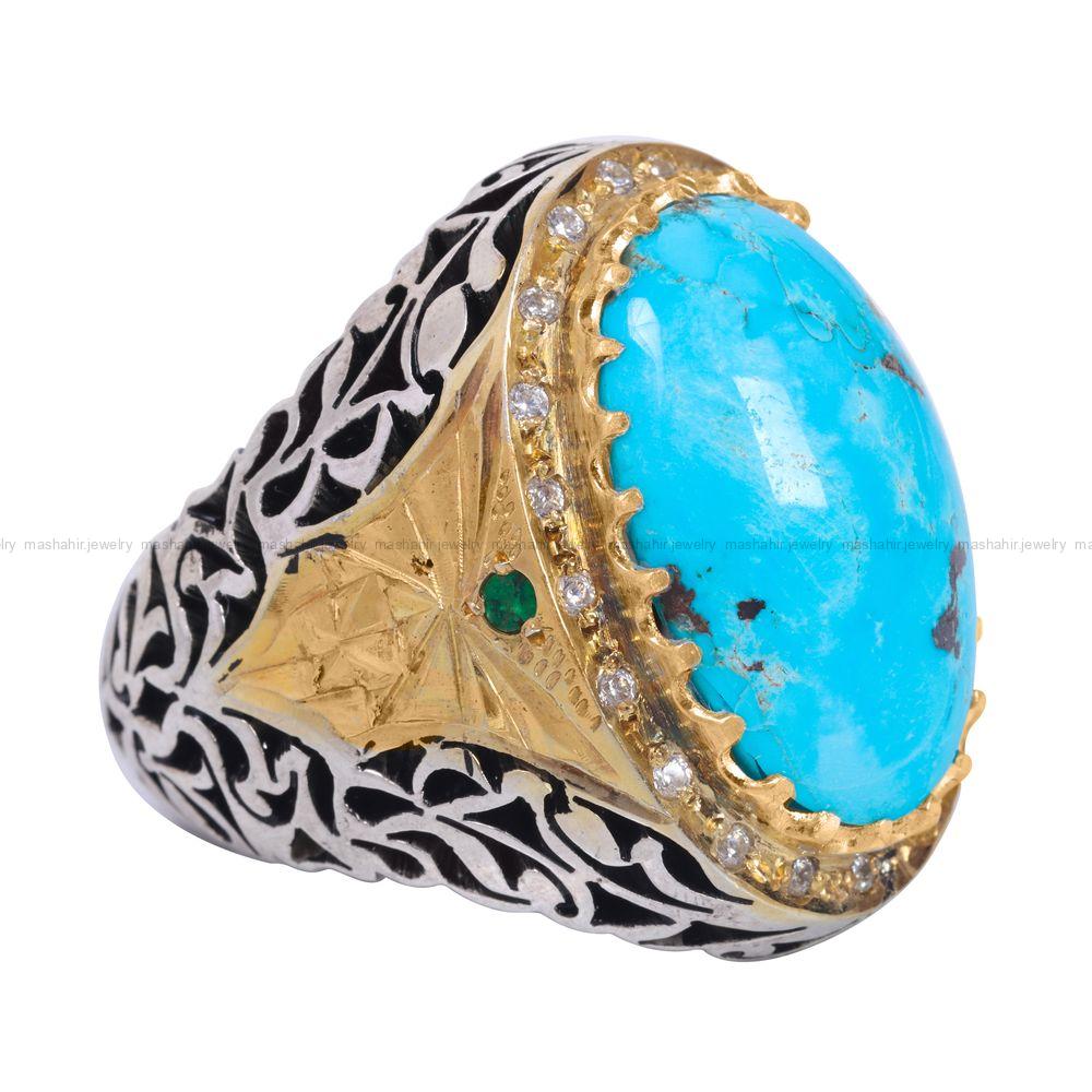 انگشتر فیروزه شجری مردانه کد 11922