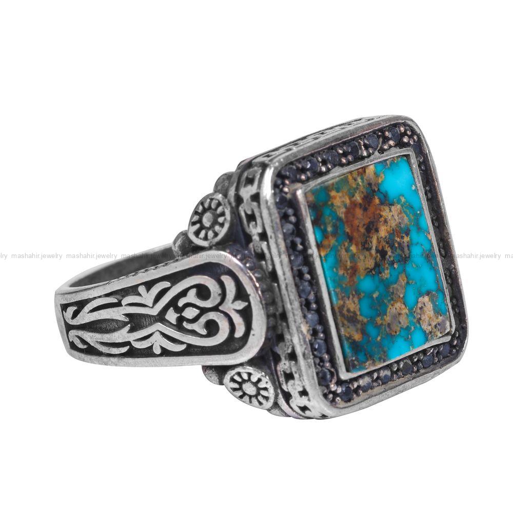 انگشتر فیروزه شجری مردانه کد 12038