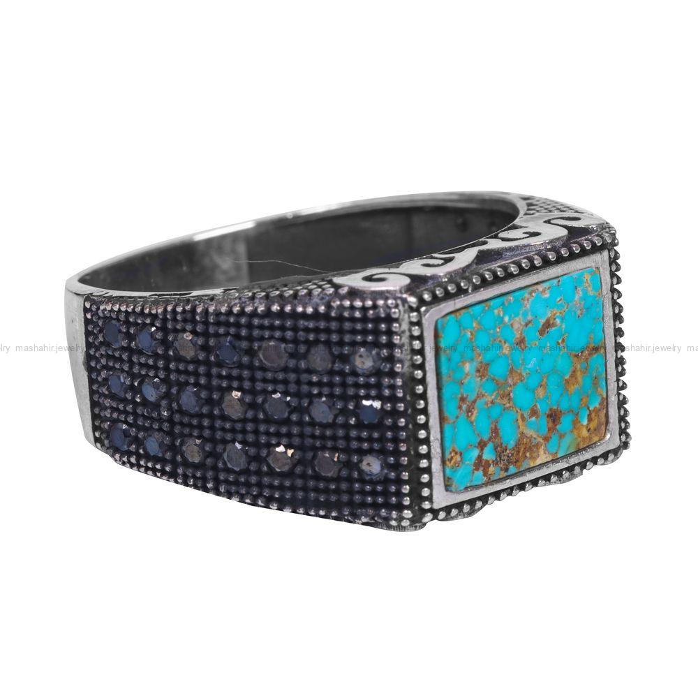 انگشتر فیروزه شجری مردانه کد 12043