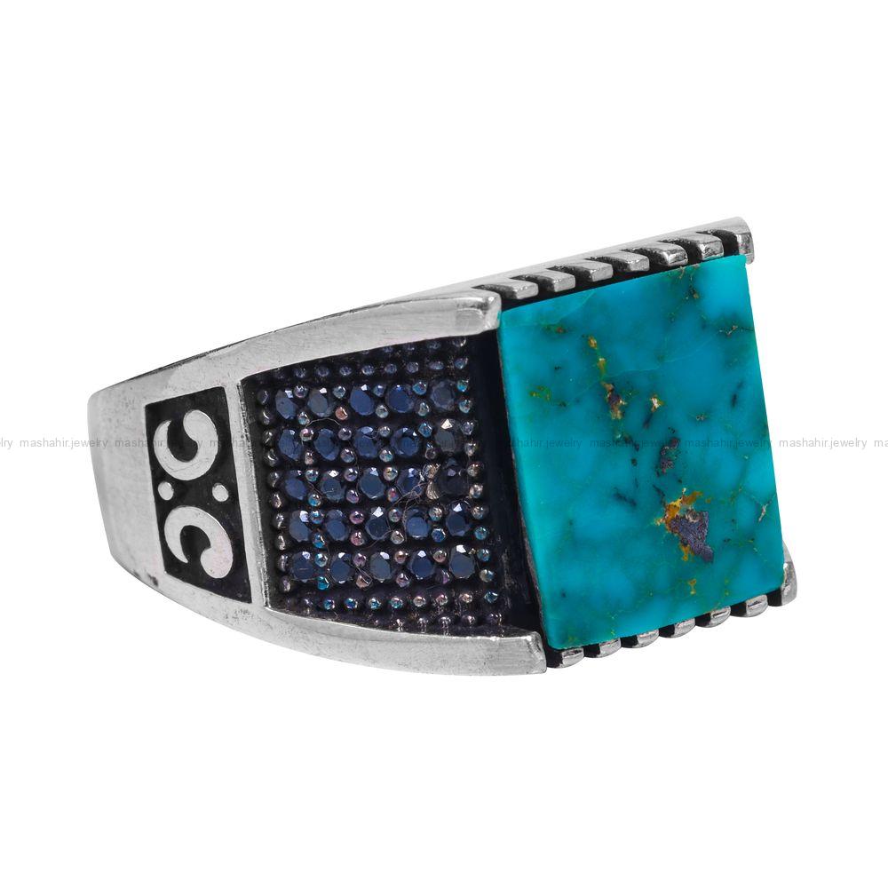 انگشتر فیروزه شجری مردانه کد 12044