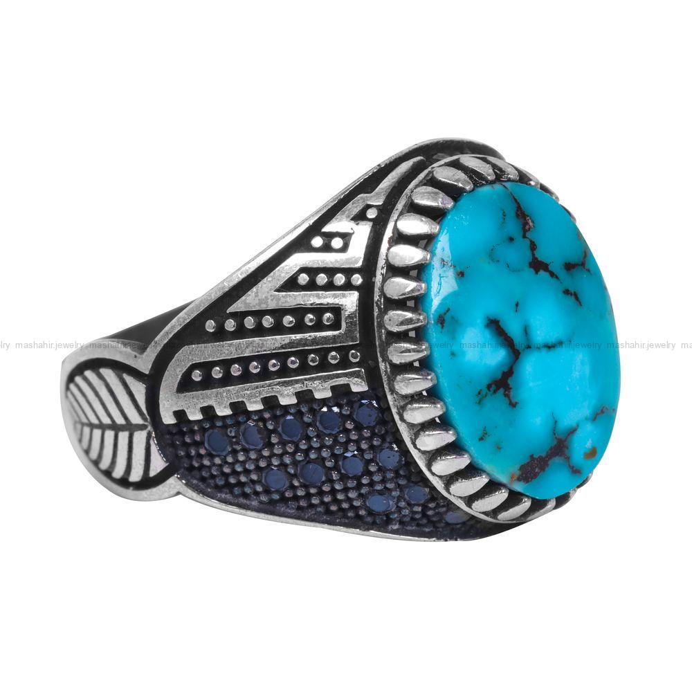 انگشتر فیروزه شجری مردانه کد 12049