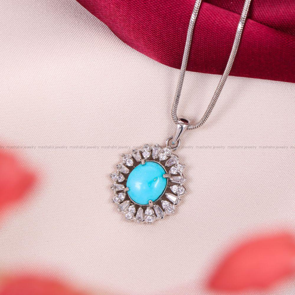 گردنبند فیروزه زنانه کد 10958