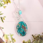 گردنبند فیروزه دست بافت زنانه کد 11306