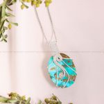 گردنبند فیروزه دست بافت زنانه کد 11309