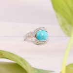 انگشتر فیروزه دست بافت زنانه کد 11318