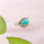 انگشتر فیروزه دست بافت زنانه کد 11323