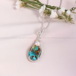 گردنبند فیروزه دست بافت زنانه کد 11328