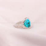 انگشتر فیروزه دست بافت زنانه کد 11335