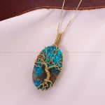 گردنبند فیروزه دست بافت زنانه کد 11652