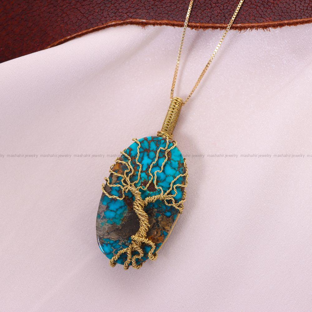 گردنبند فیروزه دست بافت زنانه کد 11652