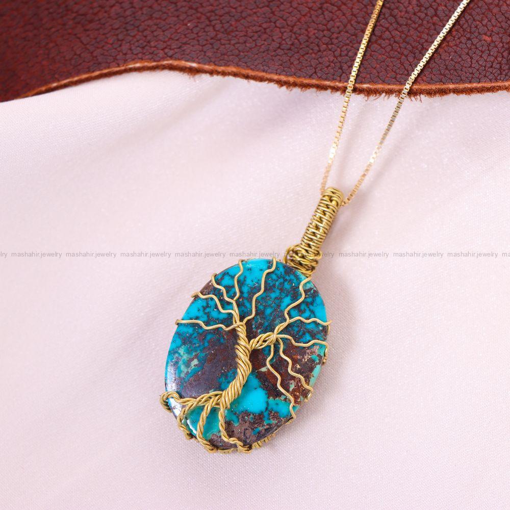 گردنبند فیروزه دست بافت زنانه کد 11655