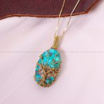 گردنبند فیروزه دست بافت زنانه کد 11656