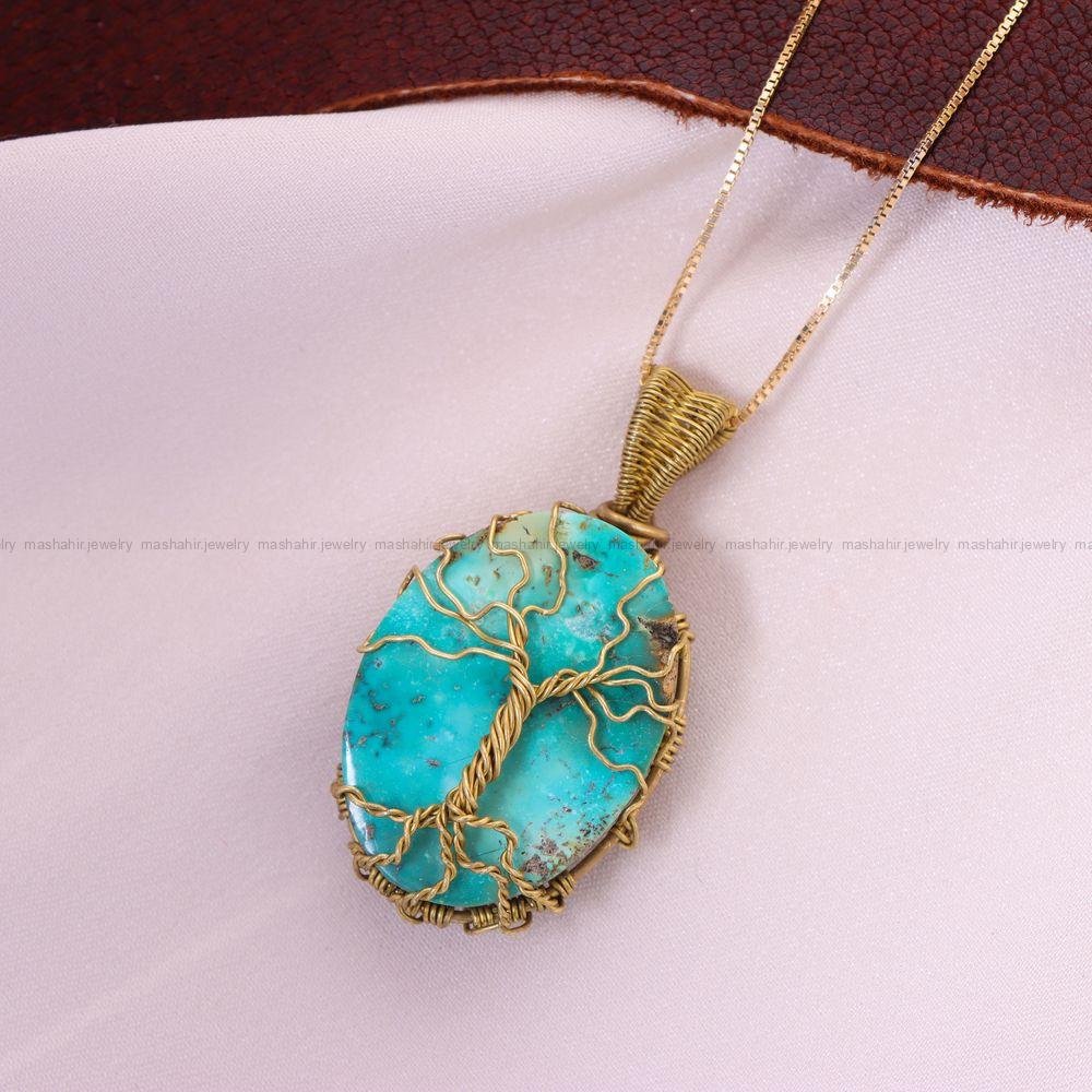 گردنبند فیروزه دست بافت زنانه کد 11657