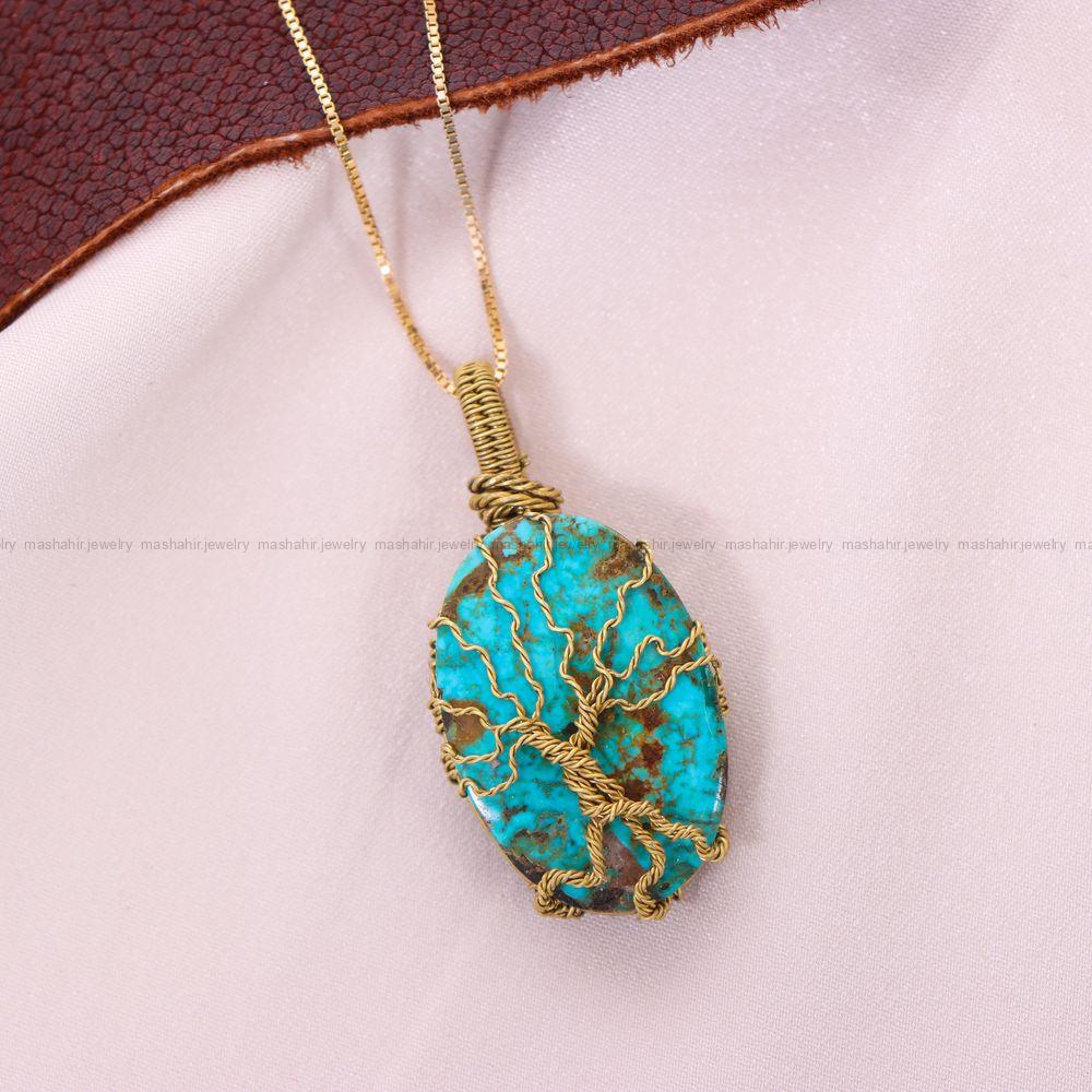 گردنبند فیروزه دست بافت زنانه کد 11659