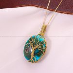 گردنبند فیروزه دست بافت زنانه کد 11660