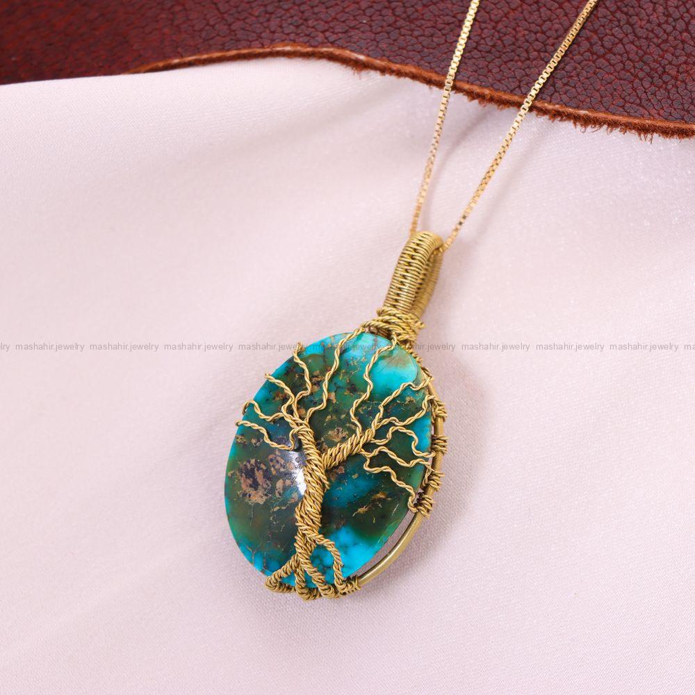 گردنبند فیروزه دست بافت زنانه کد 11660