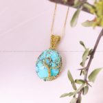 گردنبند فیروزه دست بافت زنانه کد 11662