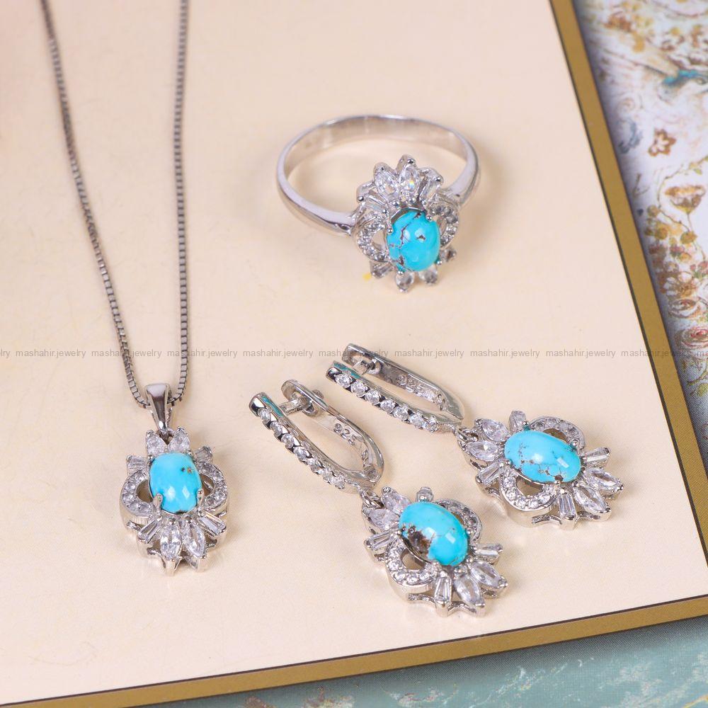 نیم ست فیروزه زنانه کد 11670