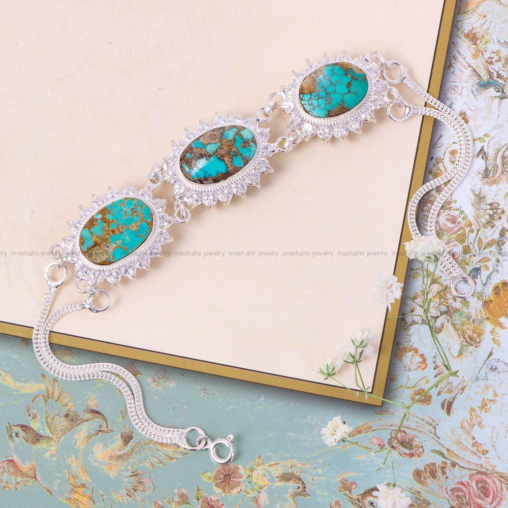 دستبند فیروزه زنانه کد 11743