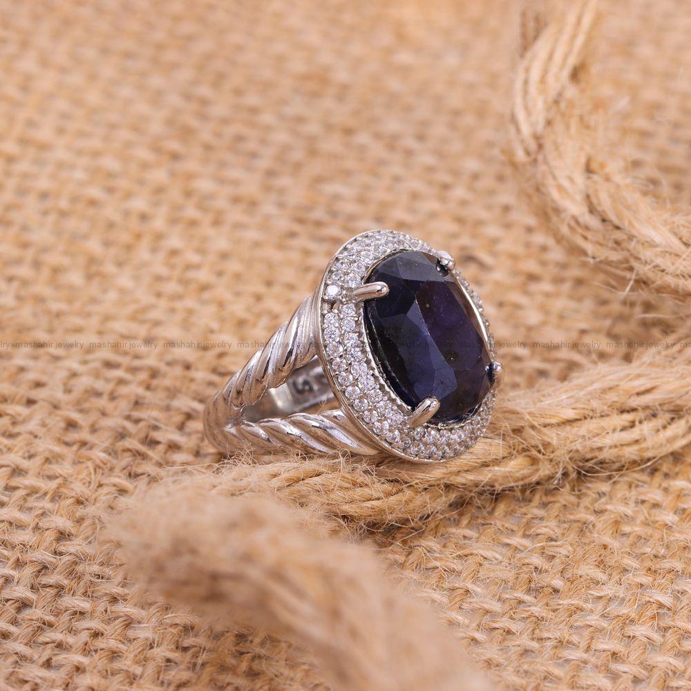 انگشتر یاقوت کبود زنانه کد 11787