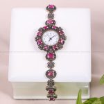 ساعت نقره و یاقوت زنانه کد 12179