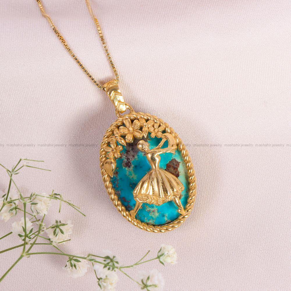 گردنبند فیروزه زنانه کد 12188