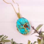 گردنبند فیروزه دست بافت زنانه کد 12189