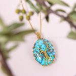 گردنبند فیروزه دست بافت زنانه کد 12190