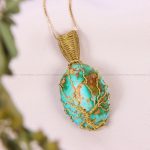 گردنبند فیروزه دست بافت زنانه کد 12191