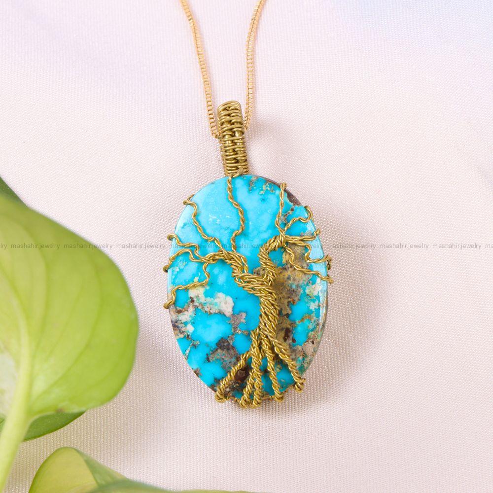 گردنبند فیروزه دست بافت زنانه کد 12196