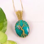 گردنبند فیروزه دست بافت زنانه کد 12197