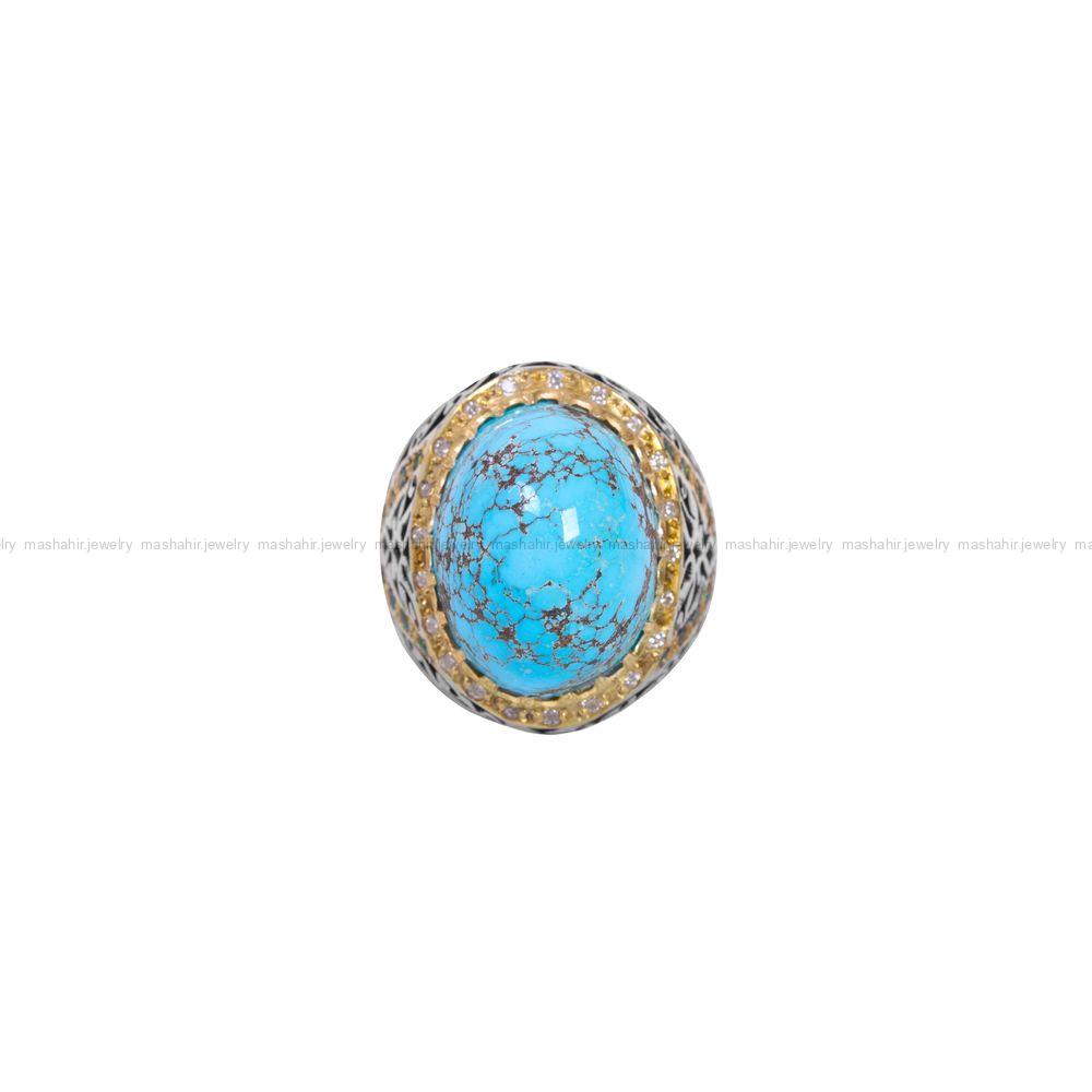 انگشتر فیروزه شجری مردانه کد 11884