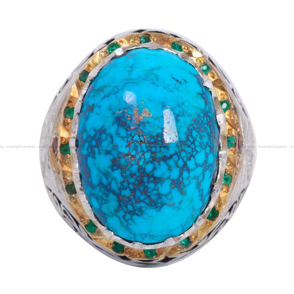 انگشتر فیروزه شجری مردانه کد 11916