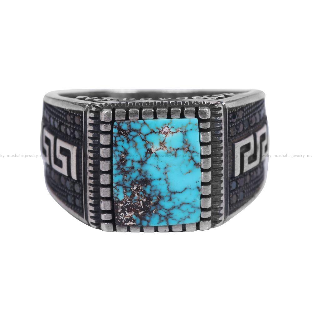 انگشتر فیروزه شجری مردانه کد 12028