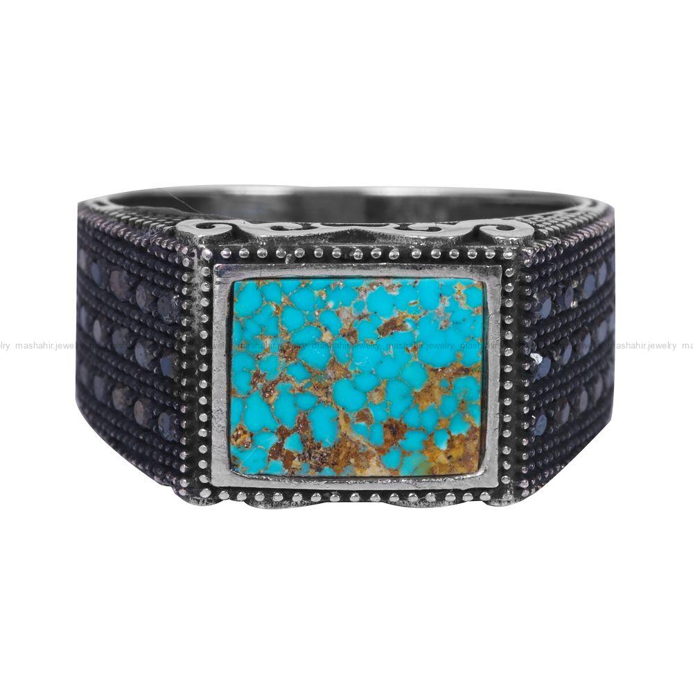 انگشتر فیروزه شجری مردانه کد 12043