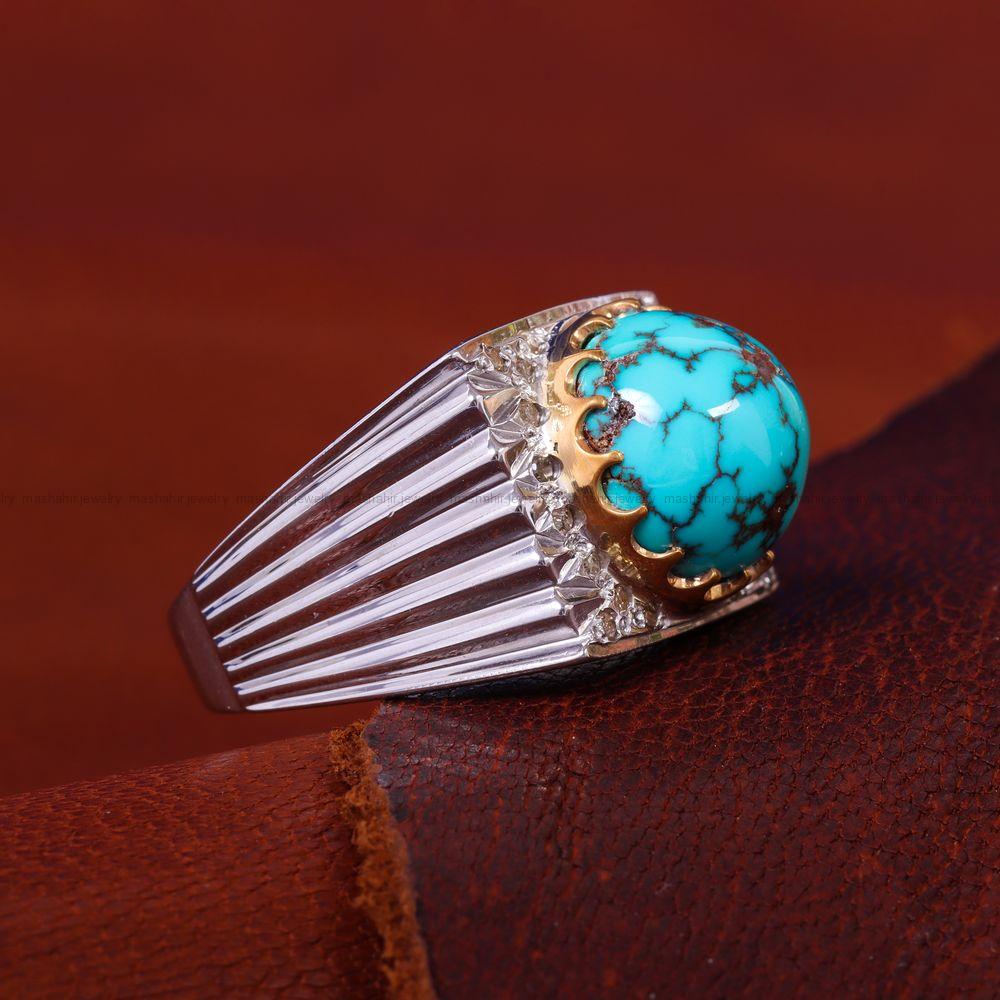 انگشتر فیروزه شجری مردانه کد 11714