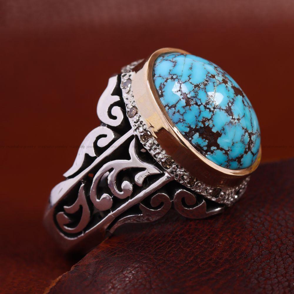 انگشتر فیروزه شجری مردانه کد 11840