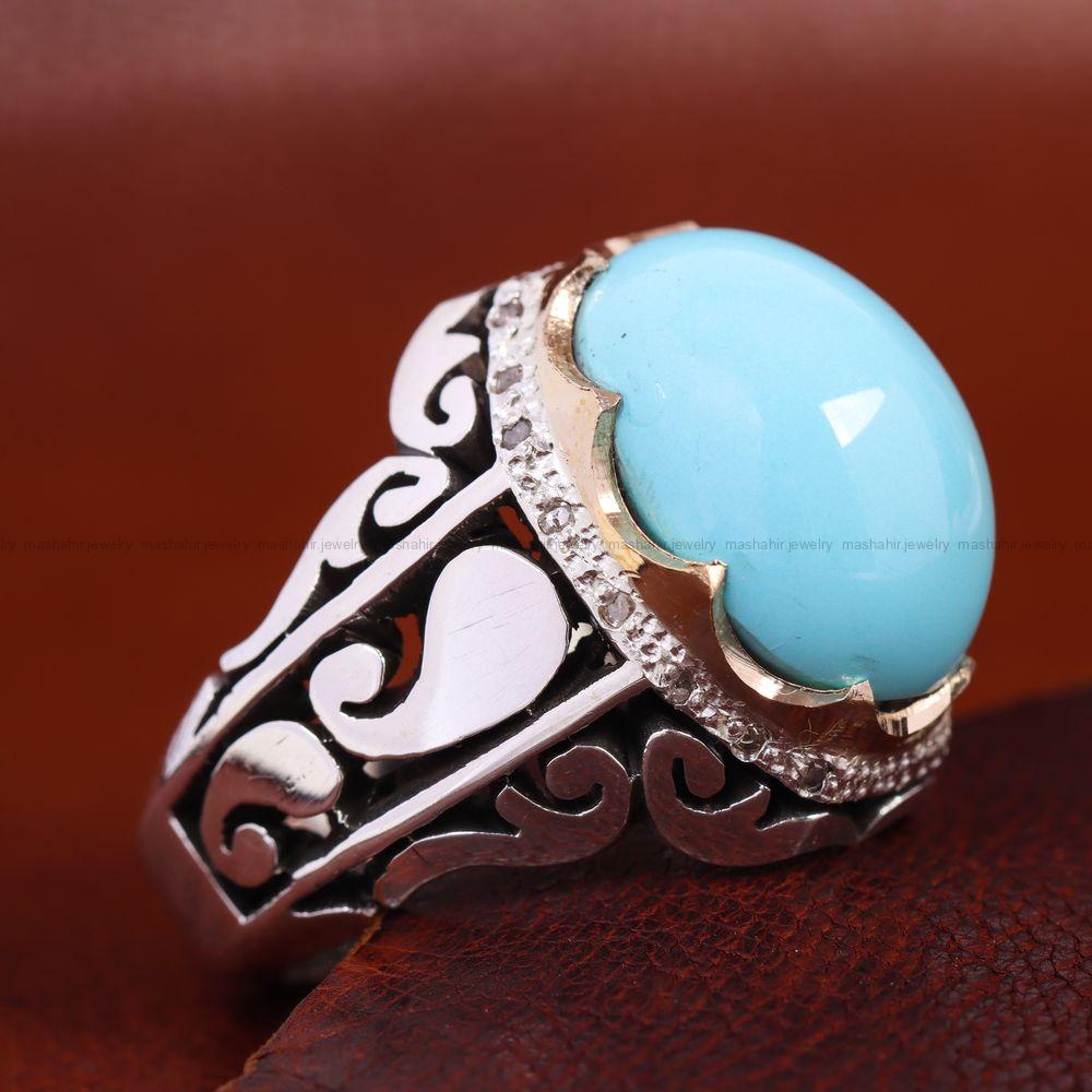 انگشتر فیروزه عجمی مردانه کد 11841