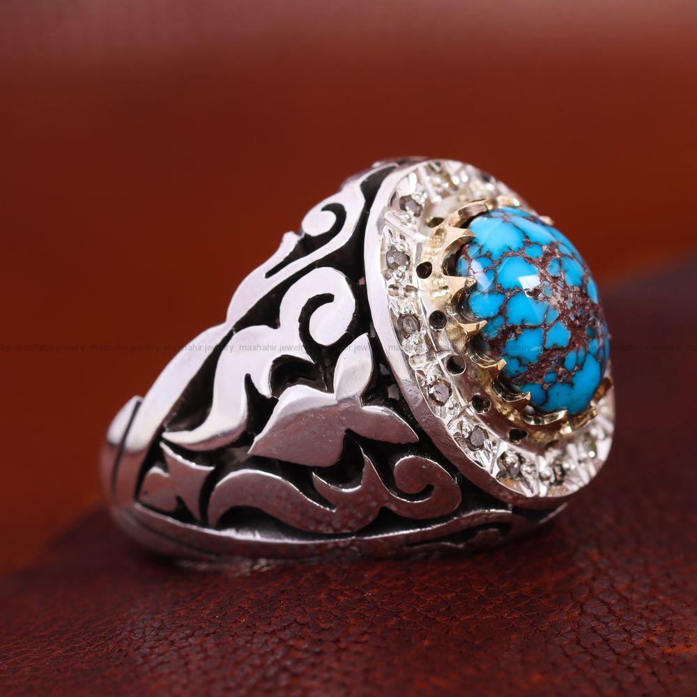 انگشتر فیروزه شجری مردانه کد 11842