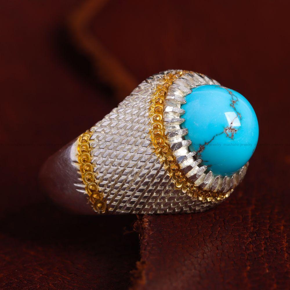 انگشتر فیروزه شجری مردانه کد 11874
