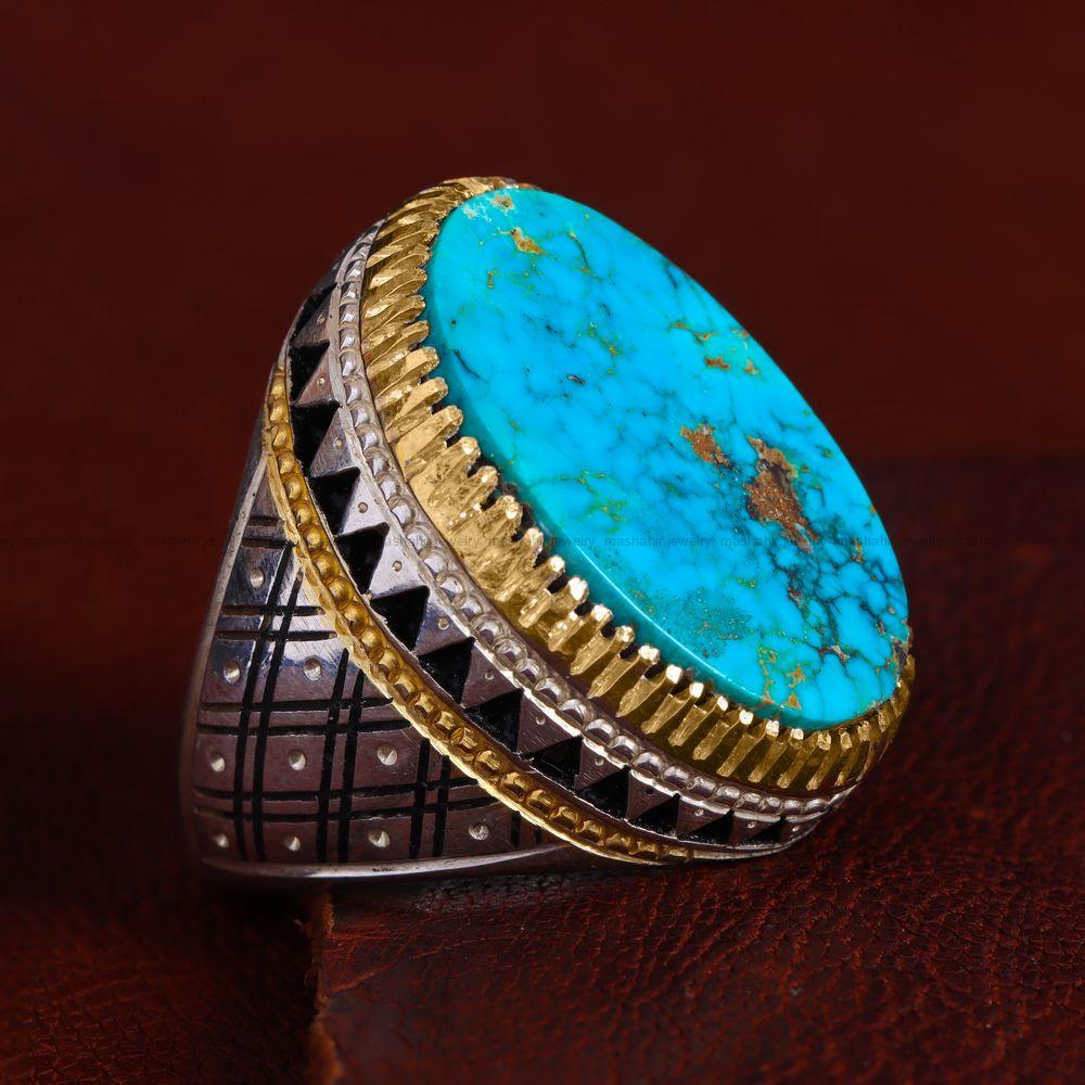 انگشتر فیروزه شجری مردانه کد 11903